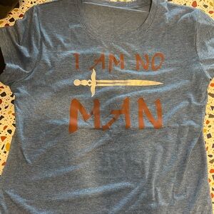 I AM NO MAN Graphic Tee - Blue with Copper Print